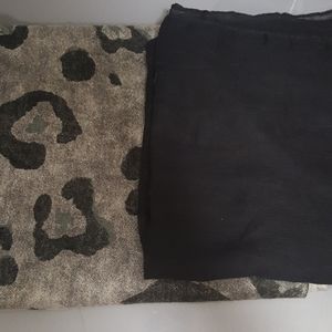 Two Scarves black circle / leopard traditional